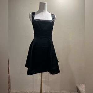 Elegant Black Satin Mini Dress